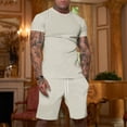 thumbnail image 2 of Hearthz Men's 2 Piece Outfit Casual Men's Shirt and Shorts Set Fashion Summer Tracksuits Khaki M, 2 of 6