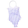 thumbnail image 5 of Genuiskids One Piece Bathing Suits for Women Swimsuit Vertical Stripe Strapless Tie Up Sleeveless Backless Ruched Swimwear, 5 of 5