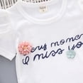thumbnail image 6 of Mifsaly Toddler Girls 2 Piece Summer Outfits Cold Shoulder Short Sleeve Graphic T-Shirts with Appliques and Floral Shorts, 6 of 8