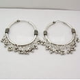 thumbnail image 2 of SilverStarJewel 925 Sterling Silver Exclusive Vintage Style Ethnic Hoop Earrings 1.7" Jewelry, 2 of 3
