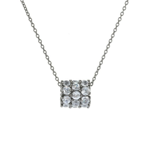 Sterling Silver White Zircon Barrel Pendant