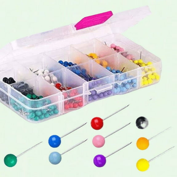 Push Pins 600-count Map Tacks Marking Pins 1/8-Inch Plastic Beads Head, 10 Colors