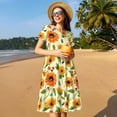 thumbnail image 4 of Disketp Sunflowers And Butterflies para Vestido de Manga Corta para Mujeres, Vestidos de Verano para Mujeres, Casual y Holgado para la Playa, 4 of 6