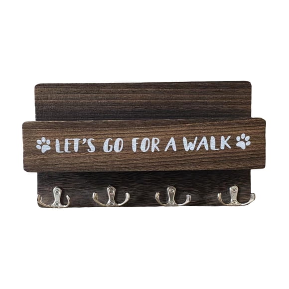 Soporte de madera para correa de perro, estante para colgar correas de perro, decoración ligera con 4 Café