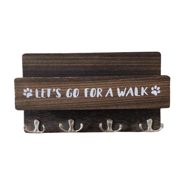 Soporte de pared para correa de perro, colgador de correa para perros para golosinas de estilo rústico, eleva la habitación. Café