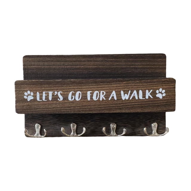 Soporte de madera para correa de perro, estante para colgar correas de perro, decoración ligera con 4 Café
