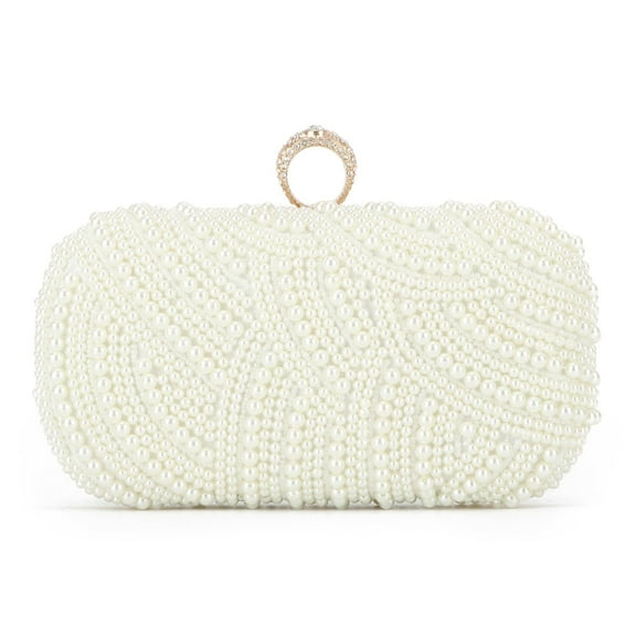 Pearl Clutch Purses for Women Wedding Ivory Bridal Evening Bag Formal Party White Beaded Shoulder Handbag