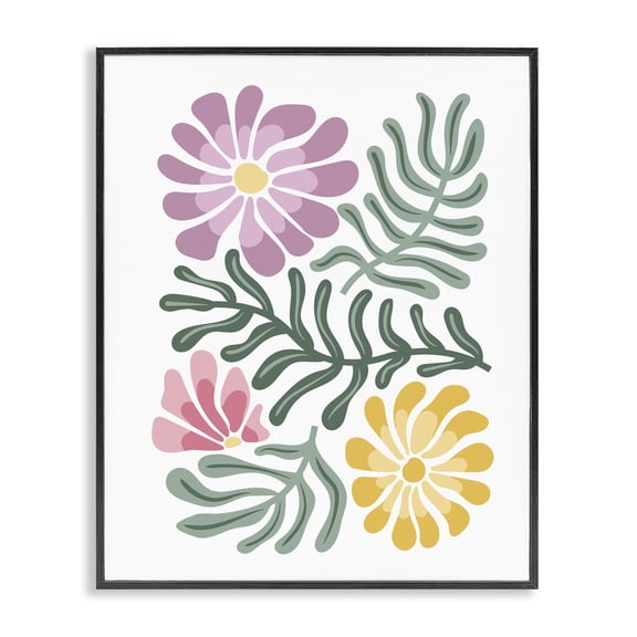 Stupell Industries Pastel Midcentury Mod Blooms Floral Painting Black Framed Art Print Wall Art, 11 x 14