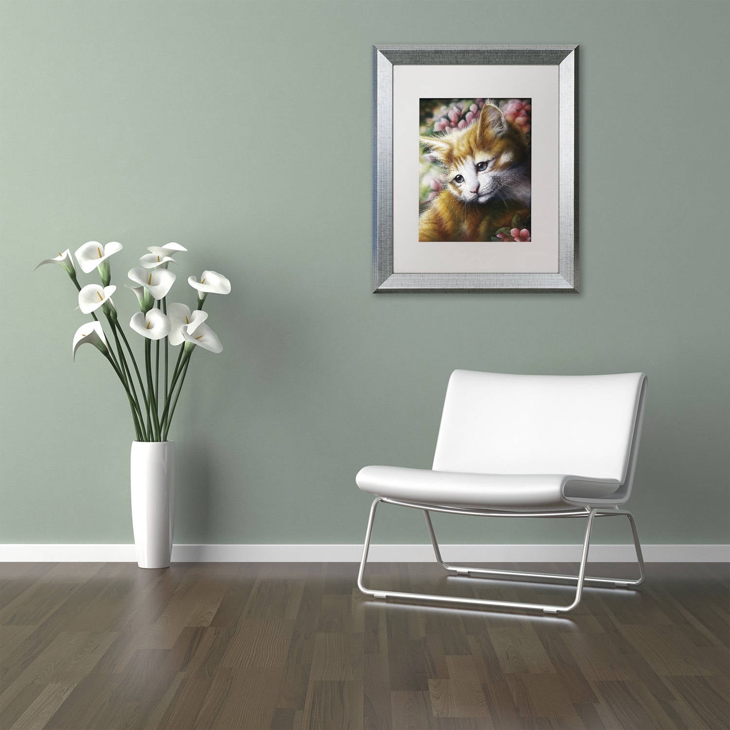 Trademark Fine Art 'Buttercup' Canvas Art by Jenny Newland, White Matte, Silver Frame