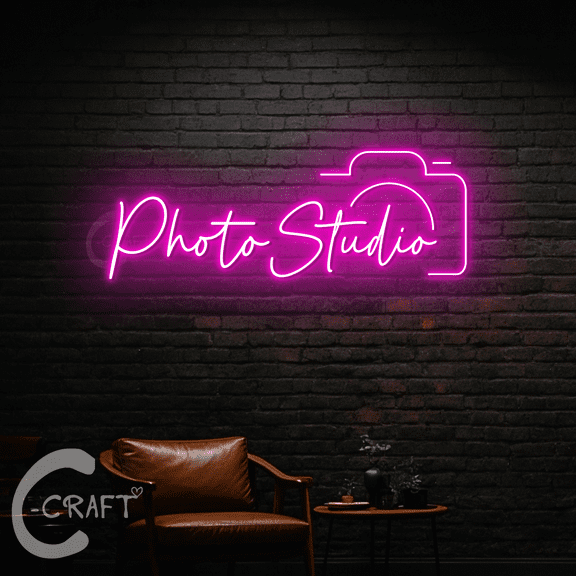 C-CRAFT Photo Studio Neon Light Led Sign 20 inch for Camera Store Wall Art Decor