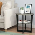 Furinno JAYA Oval Walnut End Table, French Oak Grey/Black with Storage