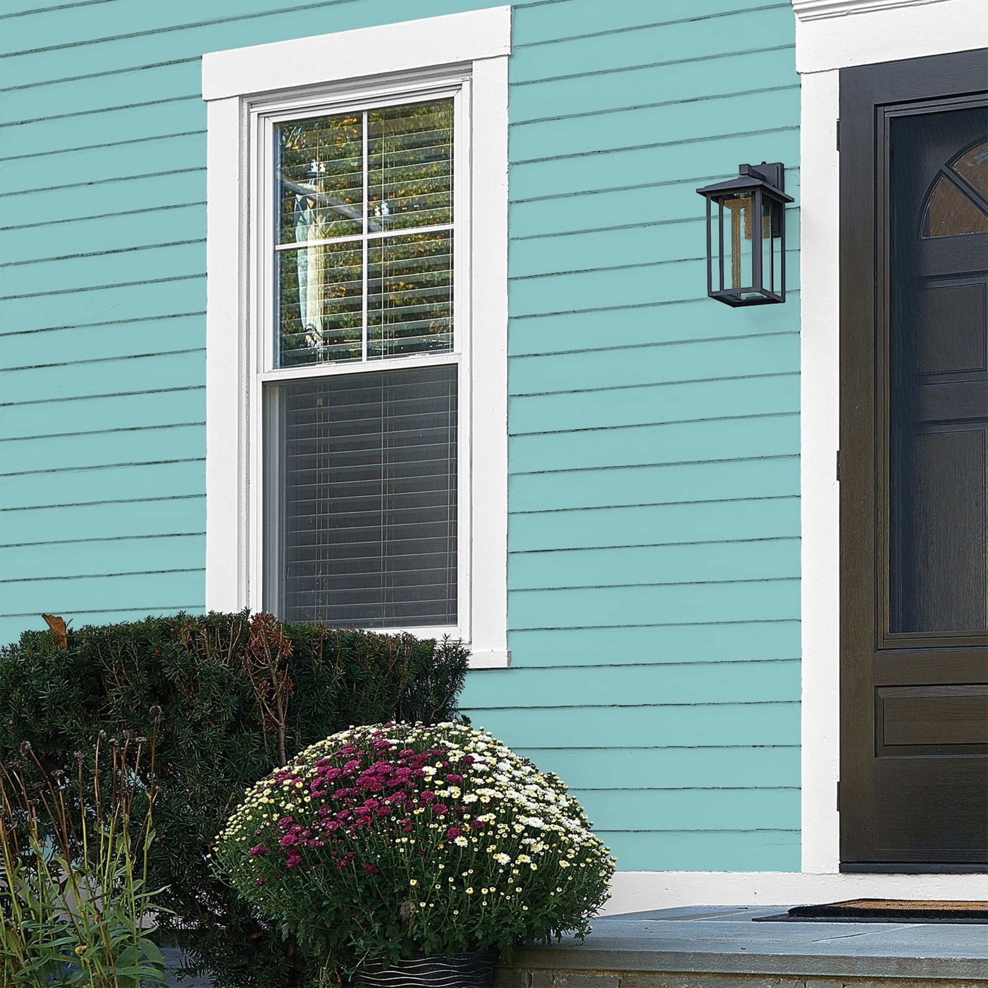 Glidden One Coat Aqua Fiesta / Blue Flat Exterior Paint with Primer, 1 Gallon