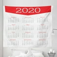 thumbnail image 1 of Calendar 2020 Tapestry, Modern Year Plan Reddish Warm Colored Geometric Detail on Top Print, Fabric Wall Hanging Decor for Bedroom Living Room Dorm, 5 Sizes, Vermilion and White, by Ambesonne, 1 of 1