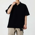thumbnail image 4 of Playera Elvqul para Caballero Casual Negro Manga Corta Liso Solapa Botones, 4 of 4