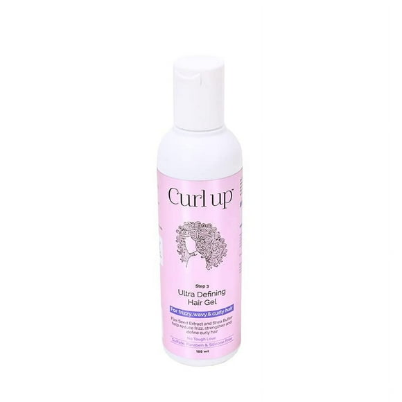 Curl Up Ultra Defining Hair Gel - Strong Hold Flaxseed Hair Gel - For Dry Frizzy, Wavy & Curly Hair - Sulphate Paraben & Silicone Free (100Ml)
