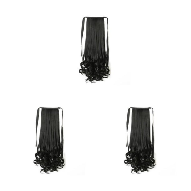 Seitruly Extensión de peluca de cola de caballo, pelucas largas de fibra de alta temperatura, peluquín Artificial Invisible para mujer, negro Type1 NO1