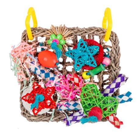 Woven Rattan Bird Climbing Net Interactive Play Chewing Toys Swing Rope Hammock Pet Supplies Parrots Toys for Cockatiel Budgie Samll Animals