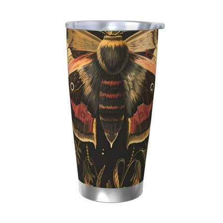 

Junzan Vintage Moth Floral Art for 20oz Stainless Steel Insulated Car Cup with Spillproof Lid - Insulated Coffee Mug Thermal Cup-Without Straw