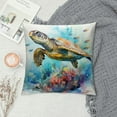 thumbnail image 2 of GOSMITH  Sea Turtle Watercolor Ocean Theme Mediterranean Style Patio Coastal Animal  Indoor Decor Throw Pillow Cover Case Set of, 2 of 5