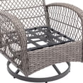 thumbnail image 6 of Patio Furniture Swivel Chairs Set, 3 Pieces Outdoor Swivel Gliders Rocker Furniture Set with Side Table, 360° Rocking Patio Conversation Set for Porch Poolside Backyard, Khaki Cushion, 6 of 10