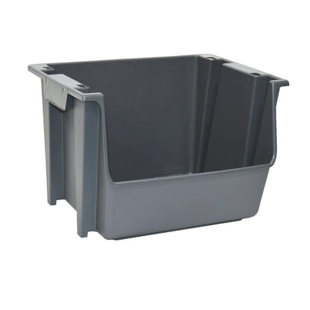 

Mighty Tuff Large Nesting Stack Storage Bin All Plastic Gray