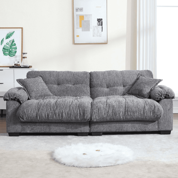 GNIXUU 90.5" Oversized Loveseat ,Chenille Modern Cloud Couch Loveseat for Small Spaces, 2 Seater Sofa Comfy Sleeper Sofas Easy Assembly for Living Room ,Study Room, Office,Gray