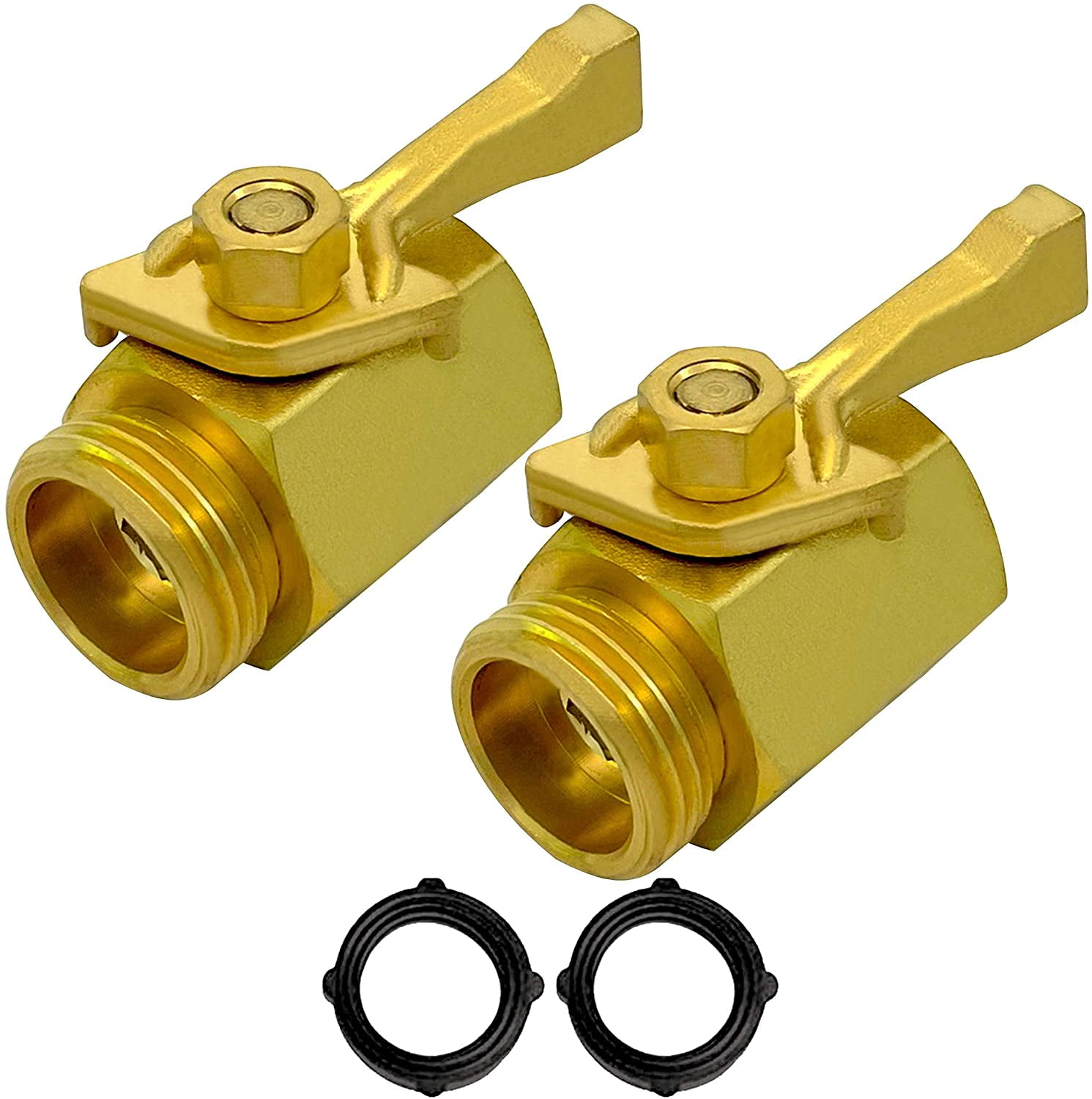 MAXFIO Heavy Duty Brass Hose Shut Off Valve 2 Pack Garden Hose