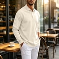 thumbnail image 6 of Delconic Men's Polo Shirt Long Sleeve Moisture Wicking Golf Shirts Sun Protection Collared Work Shirts Beige L, 6 of 8