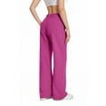 thumbnail image 4 of Women Sweatpants Baggy High Waisted Oversized Wide Leg Sweatpants Drawstring Elastic Lightweight Cotton Track Pants 06-Hot Pink M, 4 of 4
