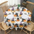 thumbnail image 3 of Halloween Black Cats with Pumpkins and Witch Hats Round Tablecloth 60"x60",Wrinkle Wipeable Table Cloth for Kitchen Dining Room Picnic Patio Party, 3 of 6