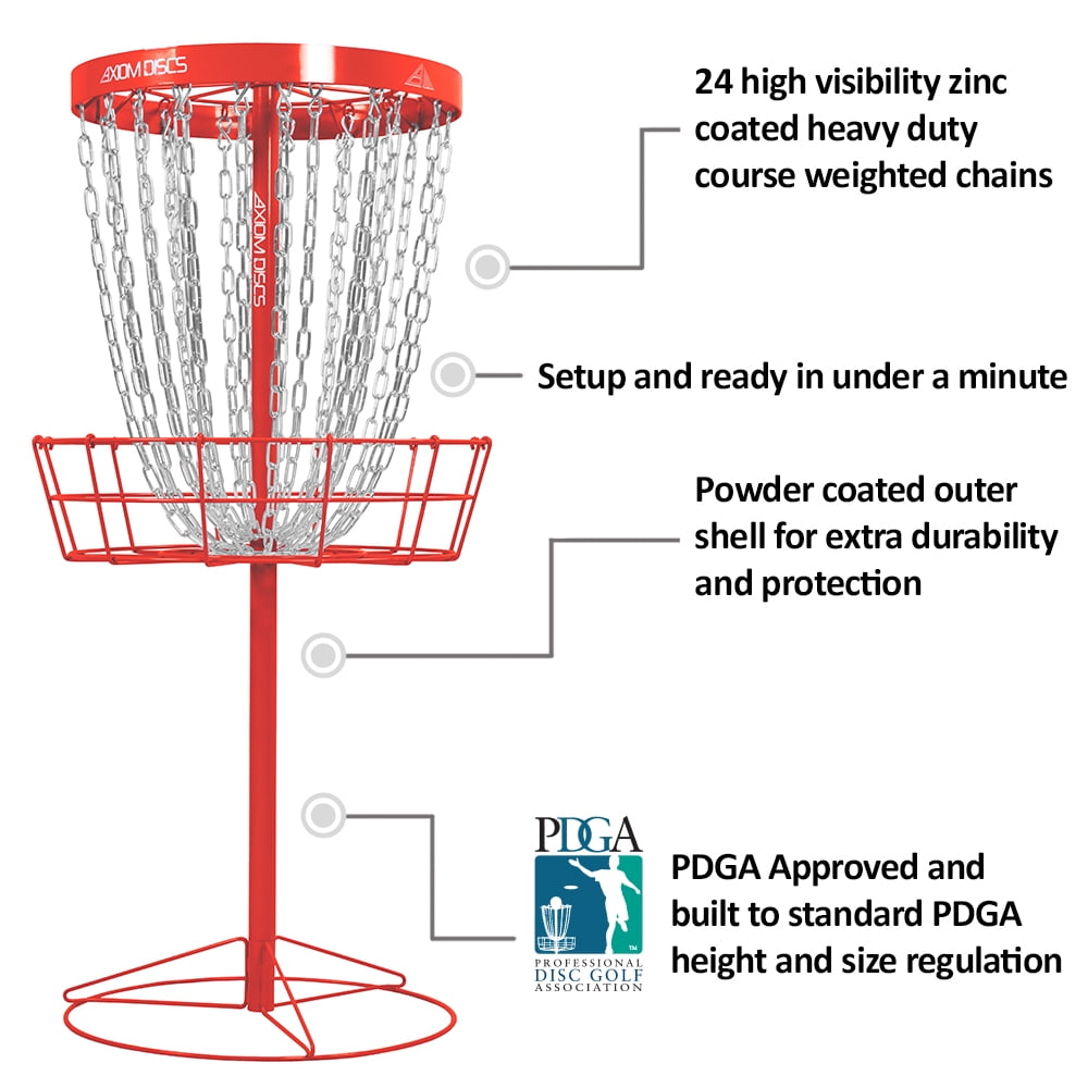 Axiom Discs Pro 24-Chain Disc Golf Basket - Red