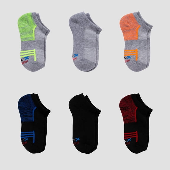 Hanes Premium Boys' 6pk No Show Socks - Asst. Colors, L (3-9)