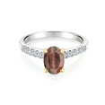 thumbnail image 2 of Gem Stone King 1.70 Ct Red Tiger Eye E-F Lab Grown Diamond 925 Silver and 10K Yellow Gold Ring (Size 7), 2 of 4