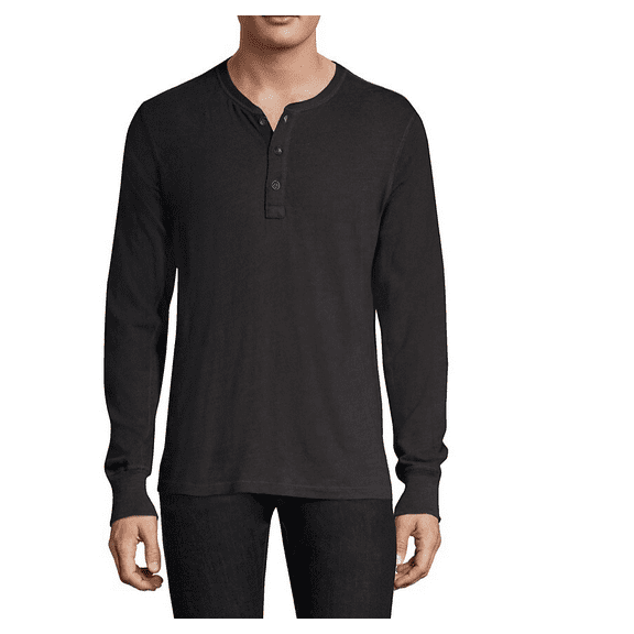 Rag & Bone Men's Long Sleeve Classic Henley, Jet Black Tee