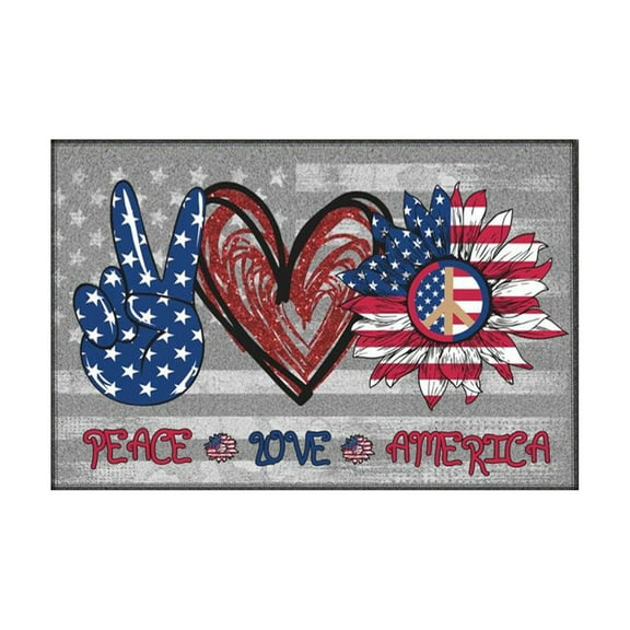 Independence Day Patriotic Star Welcome Doormat 24x16 Inch Polyester Indoor Outdoor Floor Rug with Non-Slip Rubber Backing Perfect for Memorial Day & 4th of July Decorations,Entrance, Home Décor