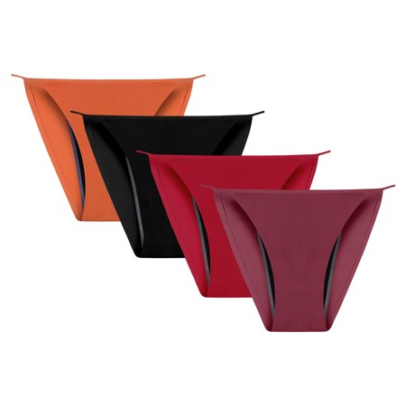 

Strungten Plus Size For Women Absorbent Waterproof Liquid Traceless Low Waist Triangular Physiological Panties 4PC