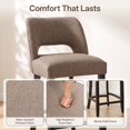 thumbnail image 6 of VKNOW Mid-Century Counter Height Bar Stools Set of 2 Upholstered Kitchen Bar Stools with Wood Legs and Ergonomic Backrest for Kitchen Island Dining Room Home Bar,Brown, 6 of 9