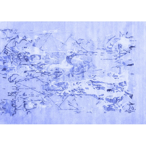 Ahgly Company Indoor Rectangle Abstract Blue Contemporary Area Rugs, 8' x 10'