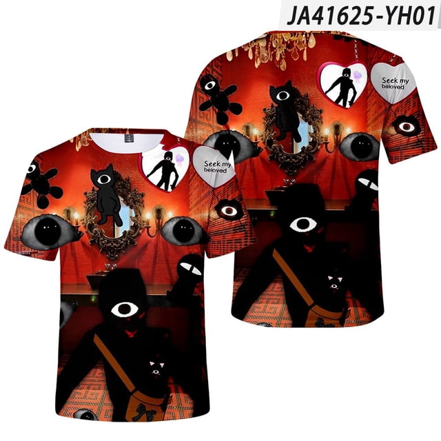 Roblox-Camiseta de manga corta con estampado Digital para niños, figura de Escape de la puerta, juguetes para niños, regalos, ropa de verano, nuevo, 3D