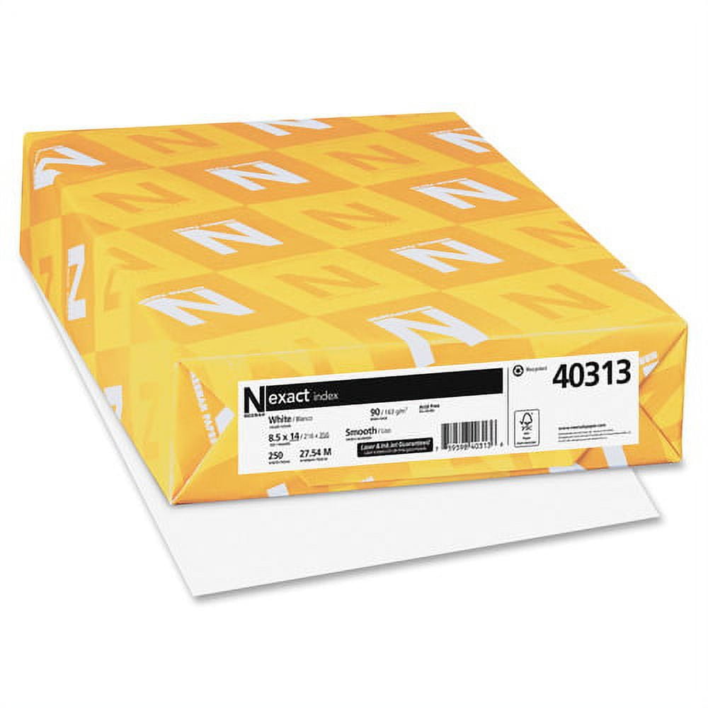 Exact Inkjet, Laser Index Paper Legal - 8 1/2" x 14" - 90 lb Basis Weight - Smooth - 250 / Pack - White