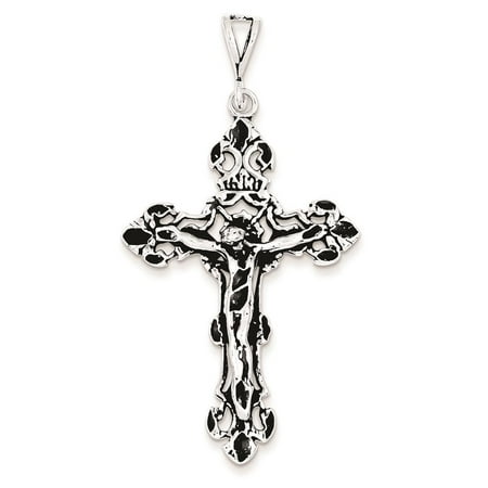 Antiqued Crucifix Polished Charm Pendant 39mmx31mm 925 Sterling Silver