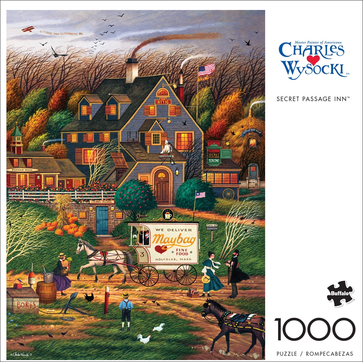 Buffalo Games 1000-Piece Charles Wysocki Secret Passage Inn Adult Interlocking Jigsaw Puzzle