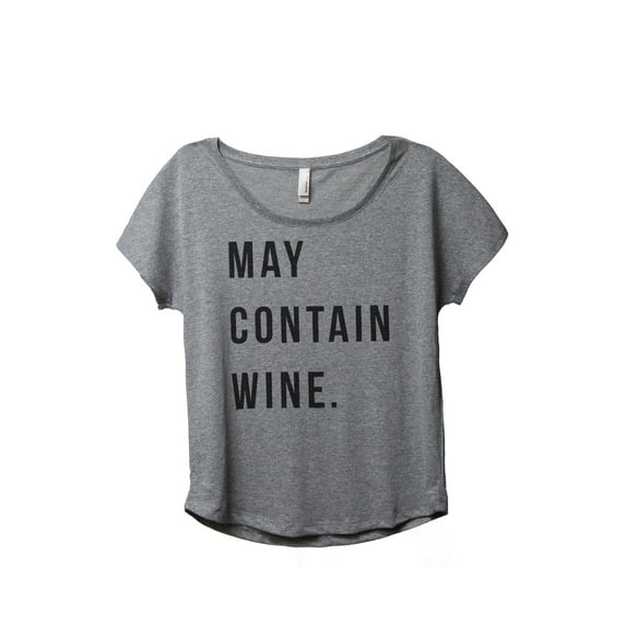 May Contain Wine Women's Fashion Slouchy Dolman T-Shirt Tee Heather Grey Small