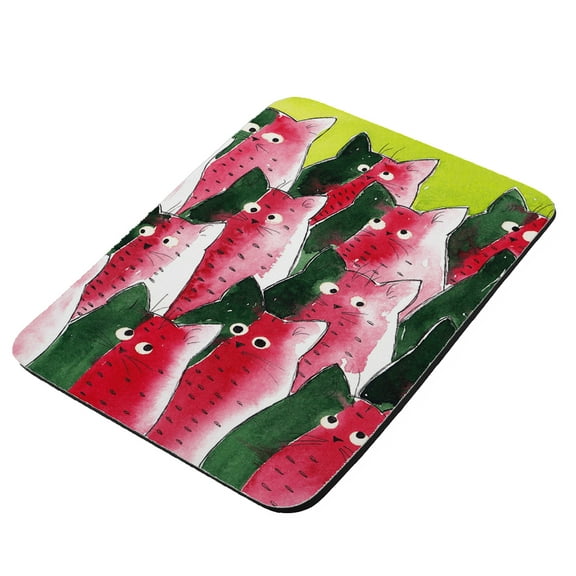 Watermelon Kitties Abstract Cat Art by Denise Every - KuzmarK Mousepad / Hot Pad / Trivet