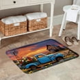 thumbnail image 2 of FJPT Non Slip Flannel Polyester Floor Mat With Rustic Truck And Flowers Design For Bathroom Kitchen Bedroom Decor 31.5x19.7 inch, 2 of 5