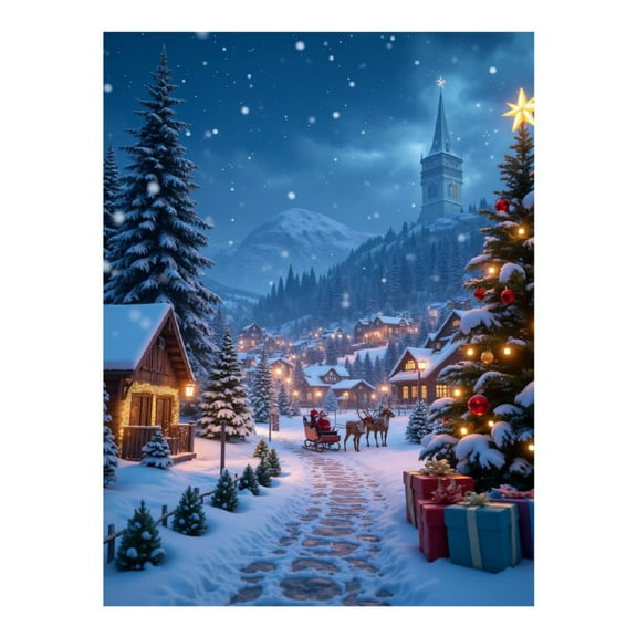 Diamond Art Kits for Adults, Winter Village Night Snowfall 5D Diamond Painting Kits for Adults Beginners, DIY Full Drill Diamond Painting, Gem Art and Crafts 12x16