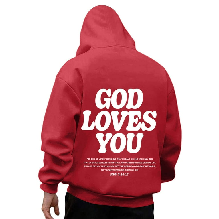 TrendOFT Christian Hoodies for Men God Loves You Inspirational God