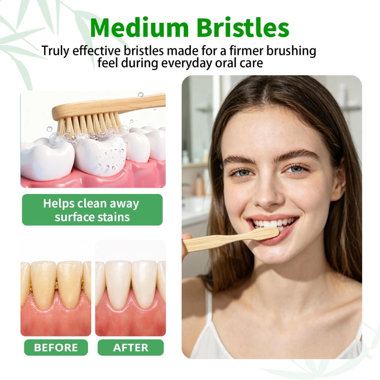 Genkent Bamboo Toothbrush, 12 Pack Medium Bristles photo 2