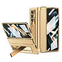 Dteck for Samsung Galaxy Z Fold 3 Case with Screen Protector, Hinge Protection Case Full Body with Kickstand Protective Phone Case for Samsung Galaxy Z Fold3 5G,Deep Gold