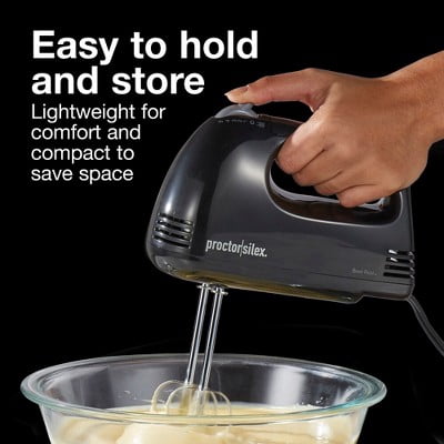 5 Speed Hand Mixer - Black: 120W Handheld Mixer, Dishwasher-Safe Parts, Plastic Material